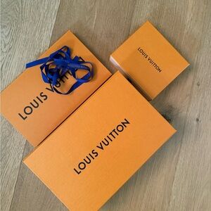 Louis Vuitton Orange Boxes with Blue Ribbon